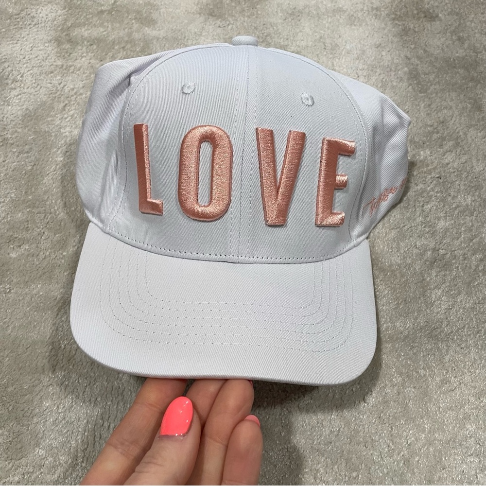 White and pink ‘LOVE' hat Embroidery adjustable